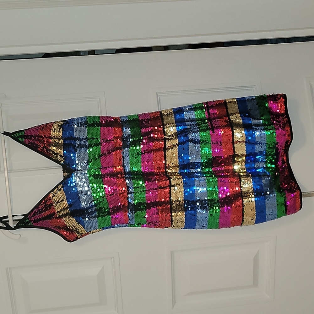 Multi color sequins dress